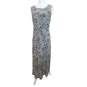 Charter Club Black & White Floral 100% Silk Maxi Dress - 14